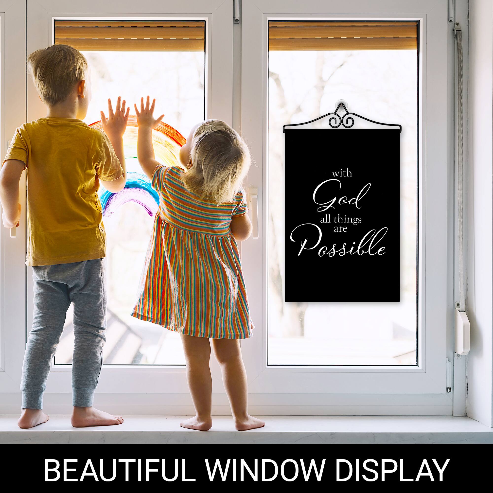 with God all things are possible  
BEAUTIFUL WINDOW DISPLAY