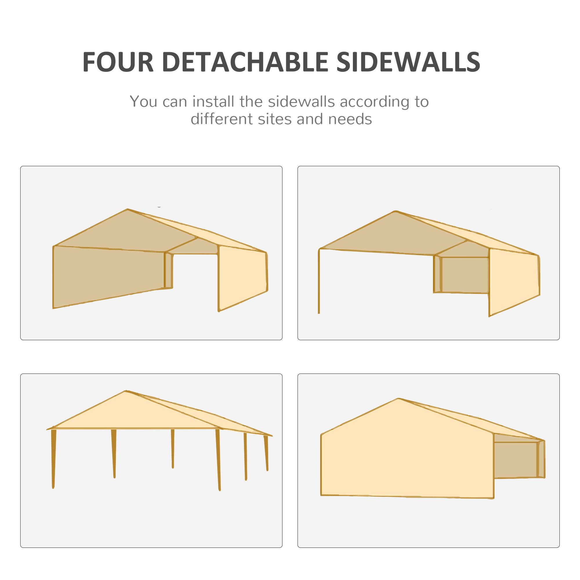 FOUR DETACHABLE SIDEWALLS
You can install the sidewalls according to different sites and needs