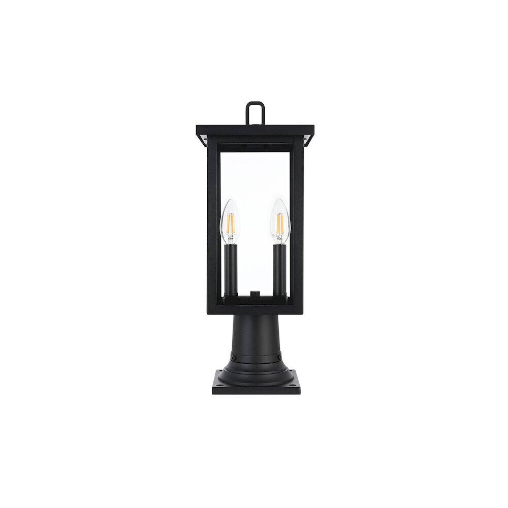 Left. Elegant Lighting - Venango 7 inch Outdoor Pendant in Black - Black.
