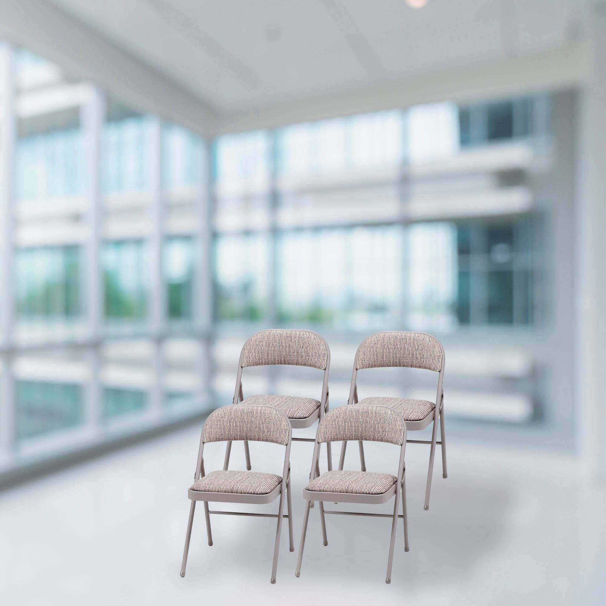 Alt View 4. MECO - MECO Sudden Comfort Deluxe Metal Fabric Padded Folding Chair Set, Gray (12 Pack) - Gray.