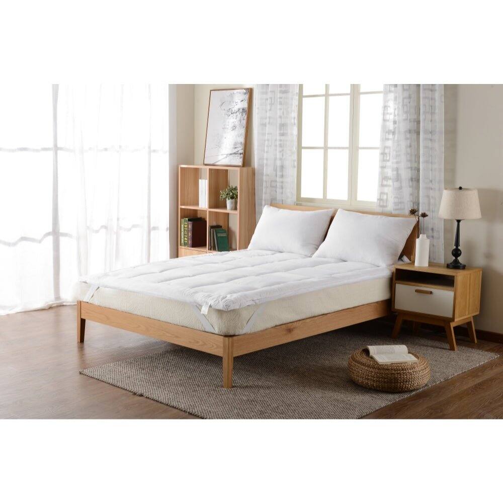 Alt View 6. Cheer Collection - Plush Mattress Topper - Twin Size Pillow Top Mattress Pad for Back Pain Relief, Bed Topper with Elastic Anchor Bands - White.