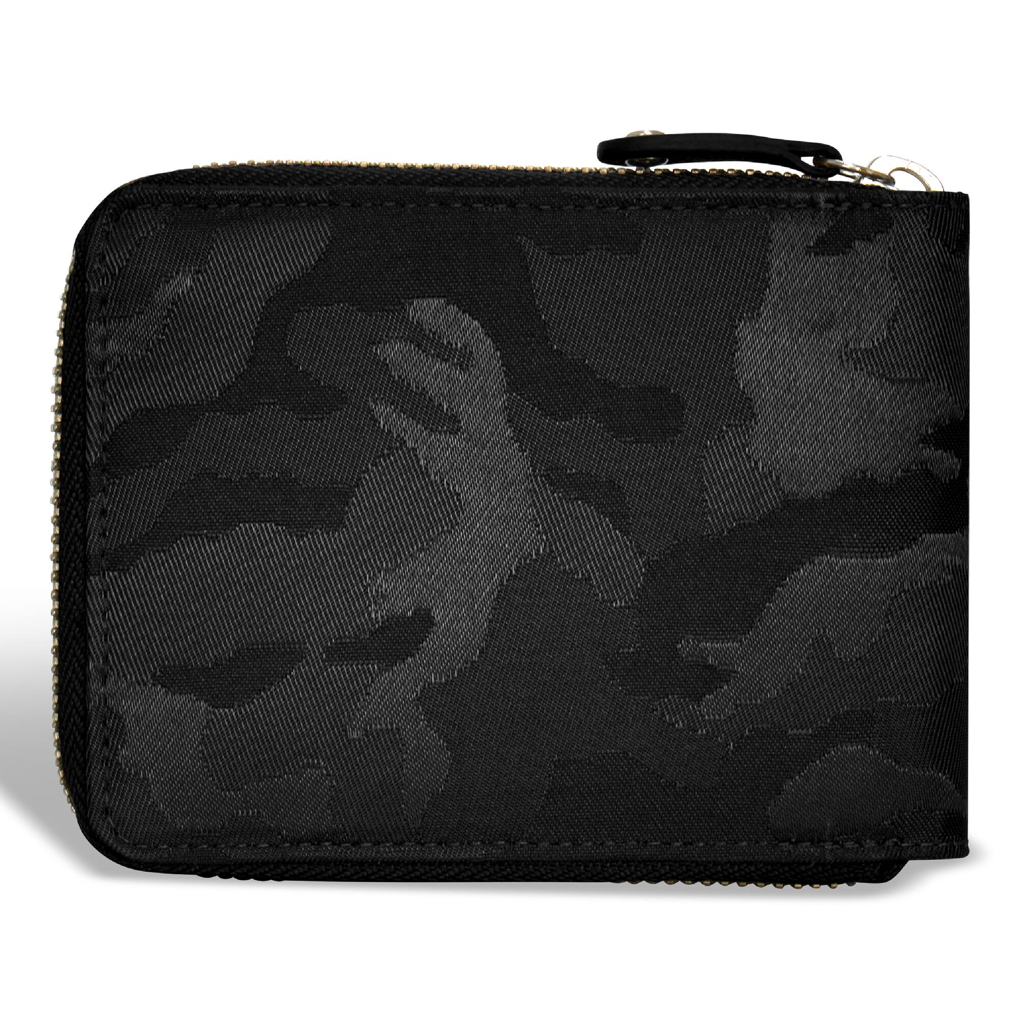 Back. Champs - Camo Collection Leather Zip Around Wallet - Black.
