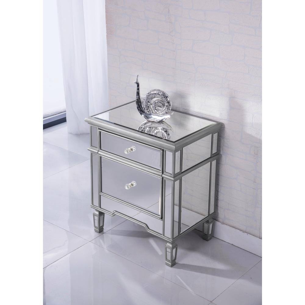 Alt View 4. Elegant Decor - 1 Door Cabinet 24 in. x 16 in. x 27 in. in silver paint - Hand Rubbed Antique Silver.