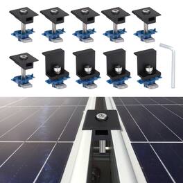Unique Bargains - Solar Panel Mounting Set, 6 Mid & 4 End Clamps for 40mm Panel Thickness for Metal/RV Roof, w/ Wrench - Black