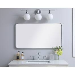 Elegant Decor - Soft corner metal rectangular mirror 22x40 inch - Silver