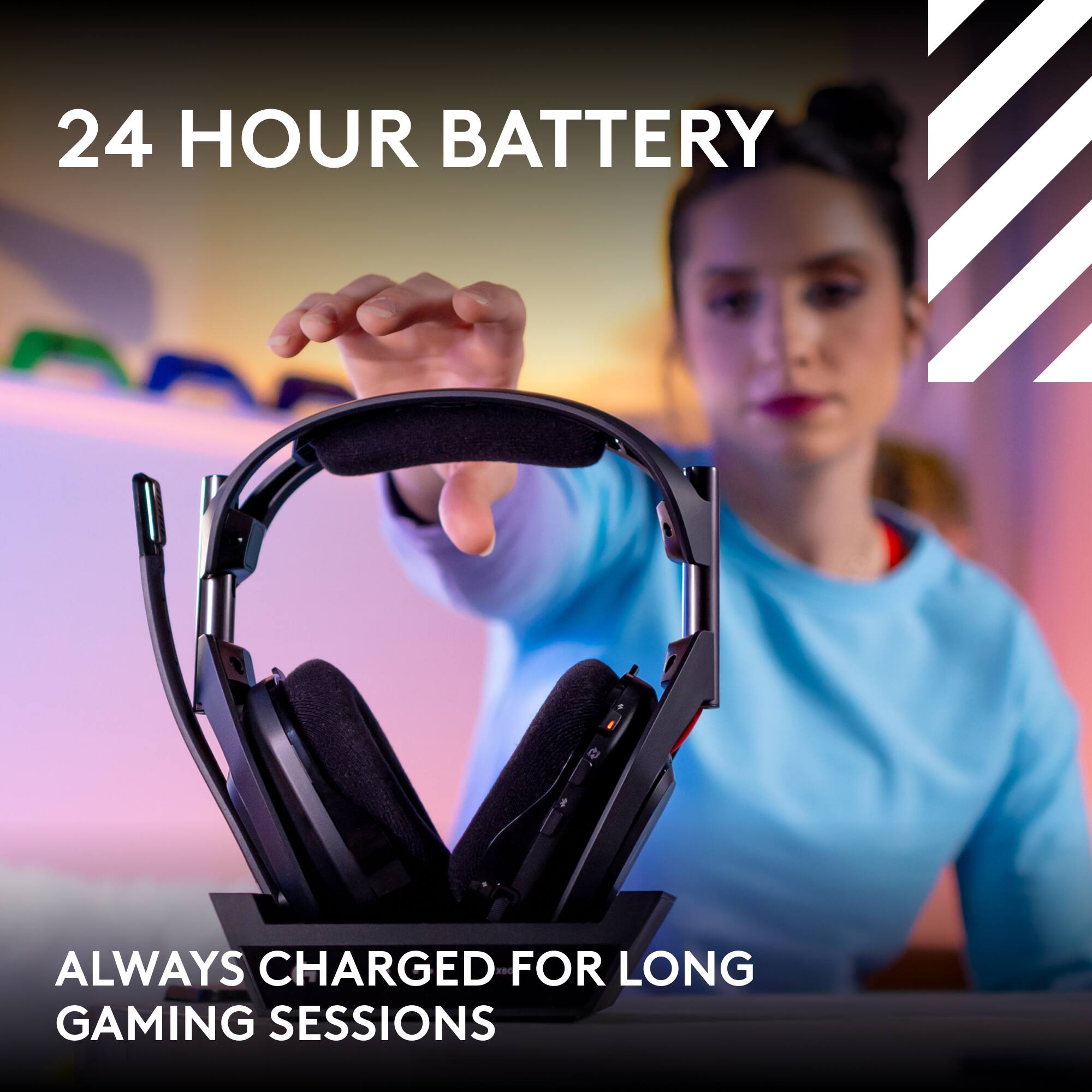 24 HOUR BATTERY: ALWAYS CHARGED FOR LONG GAMING SESSIONS