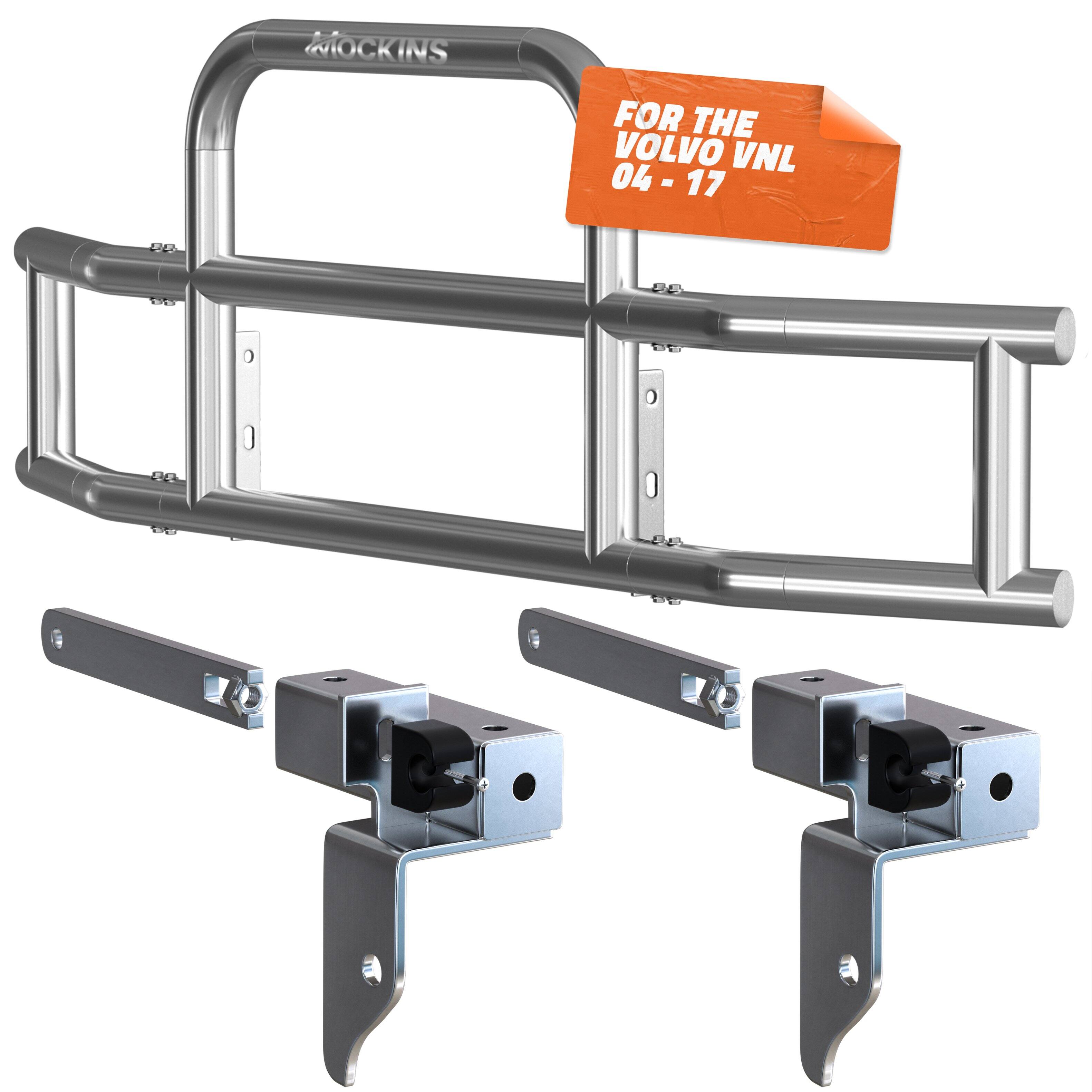 Mockins - 92 in. x 11.5 in. x 25.5 in. Steel Front Bumper Guard with Brackets for Volvo Vnl 2004 - 2017