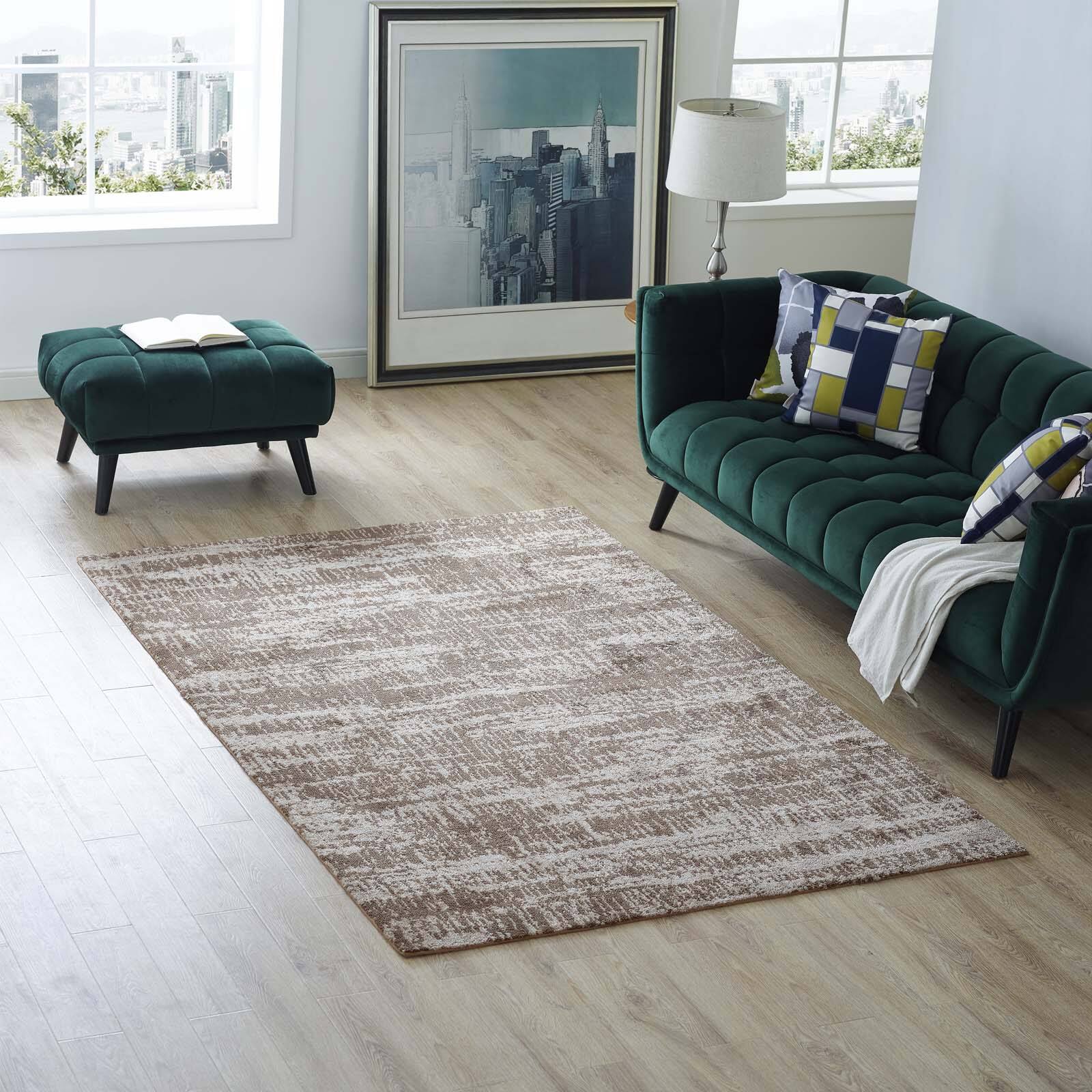 Front. Modway - Darja Distressed Rustic Modern Area Rug - Light and Dark Tan.