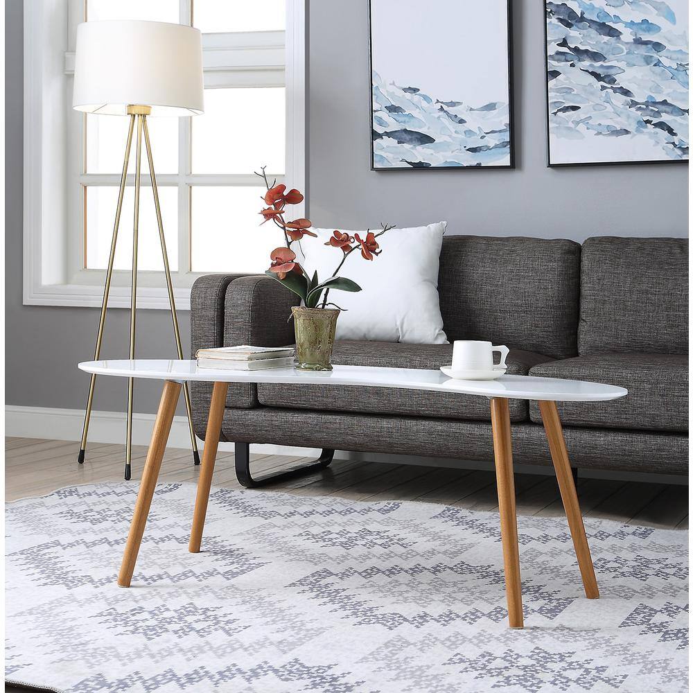 Angle. Convenience Concepts - Oslo Bean Shaped Coffee Table - White/Natural.