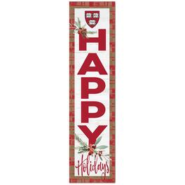 Jardine - Harvard Crimson 12'' x 48'' Happy Holidays Outdoor Leaner - White