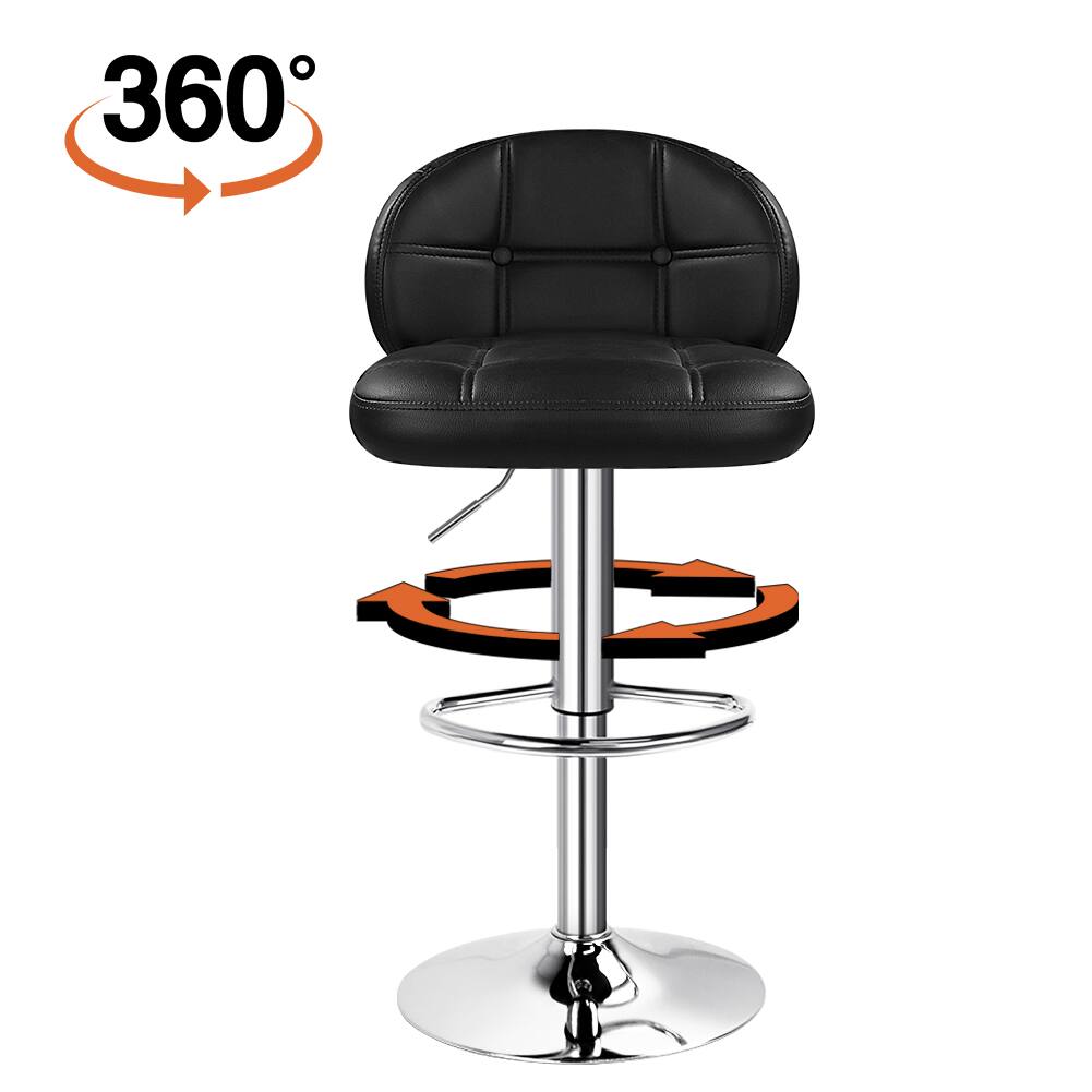 Left. KKTONER - KKTONER Bar Stool Set of 2 with Back Rest PU Leather Height Adjustable Swivel Chair Pub Island Kitchen stools - Black.