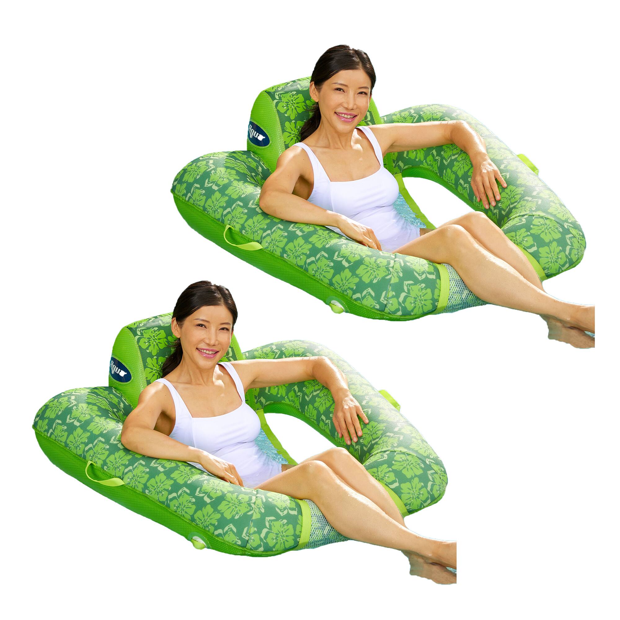 Front. Aqua Leisure - Aqua Leisure Zero Gravity Inflatable Swimming Pool Lounge Chair Float, Green, 2.