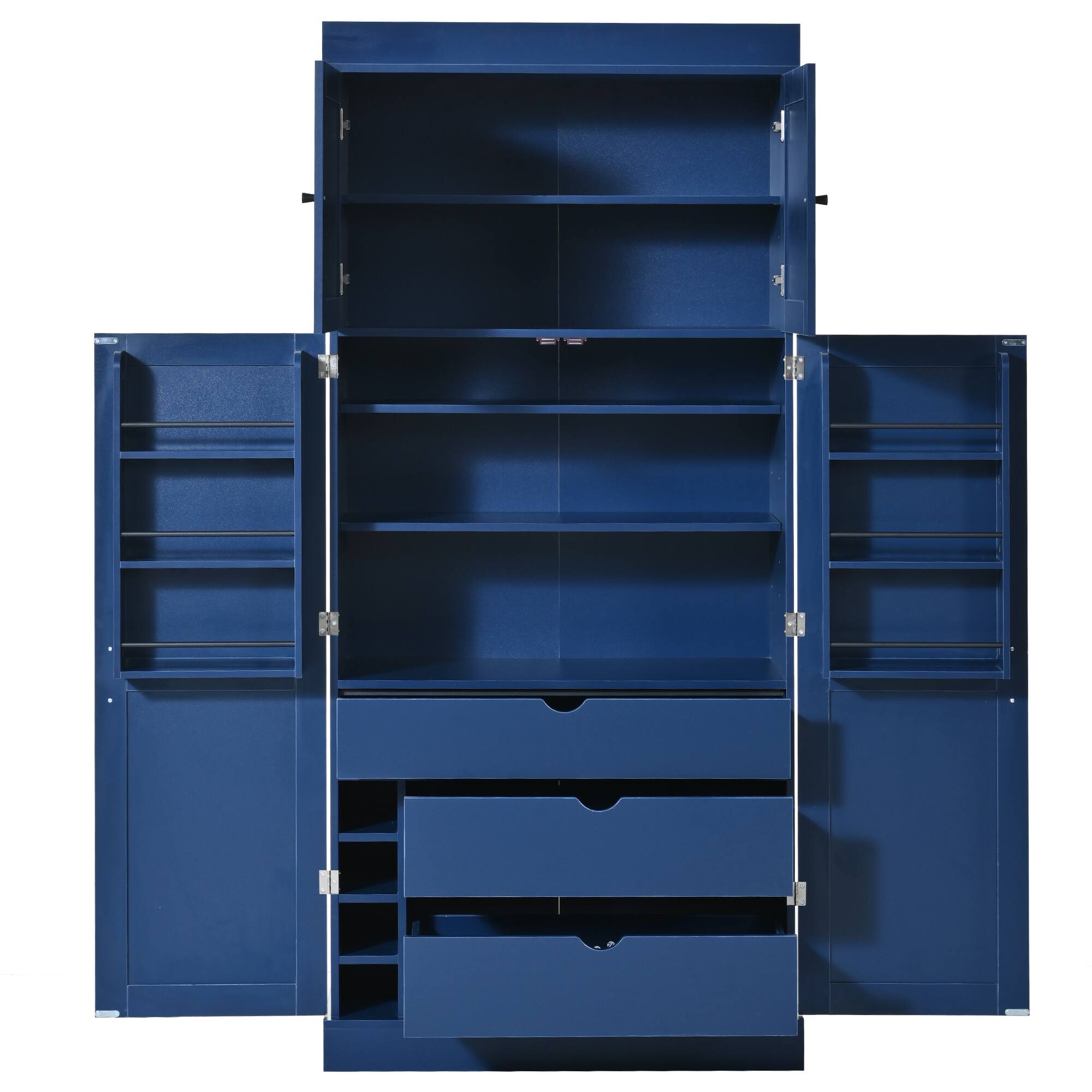 Alt View 6. Forest'nSky - 77" Tall Kitchen Pantry Cabinet, Shaker Style with Adjustable Shelves, Drawers & Wine Racks,Blue - Blue.
