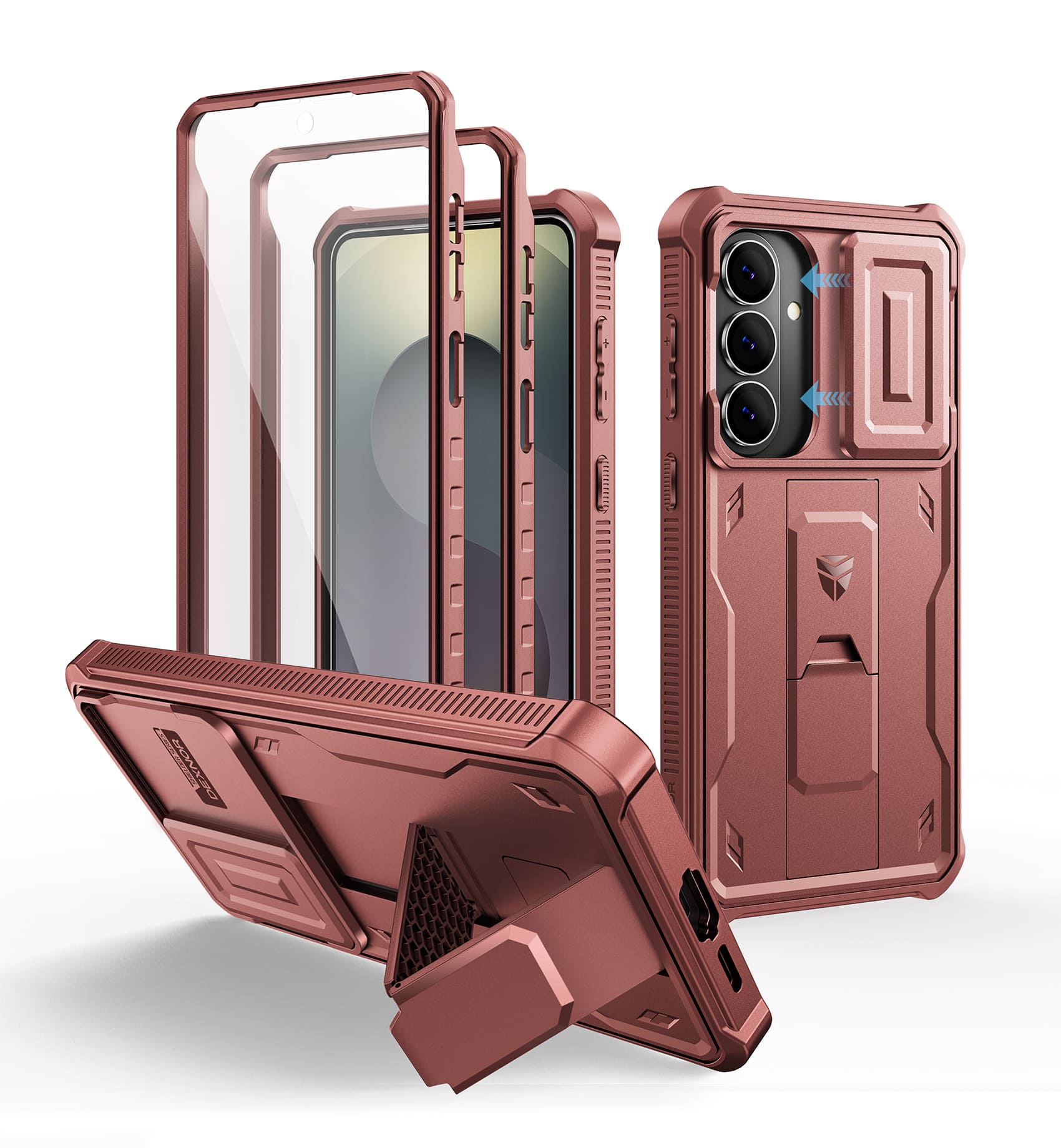 dexnor - for Samsung Galaxy S26 Plus Case with Upgraded Slide Camera Cover & Kickstand(2026) - Maroon Red