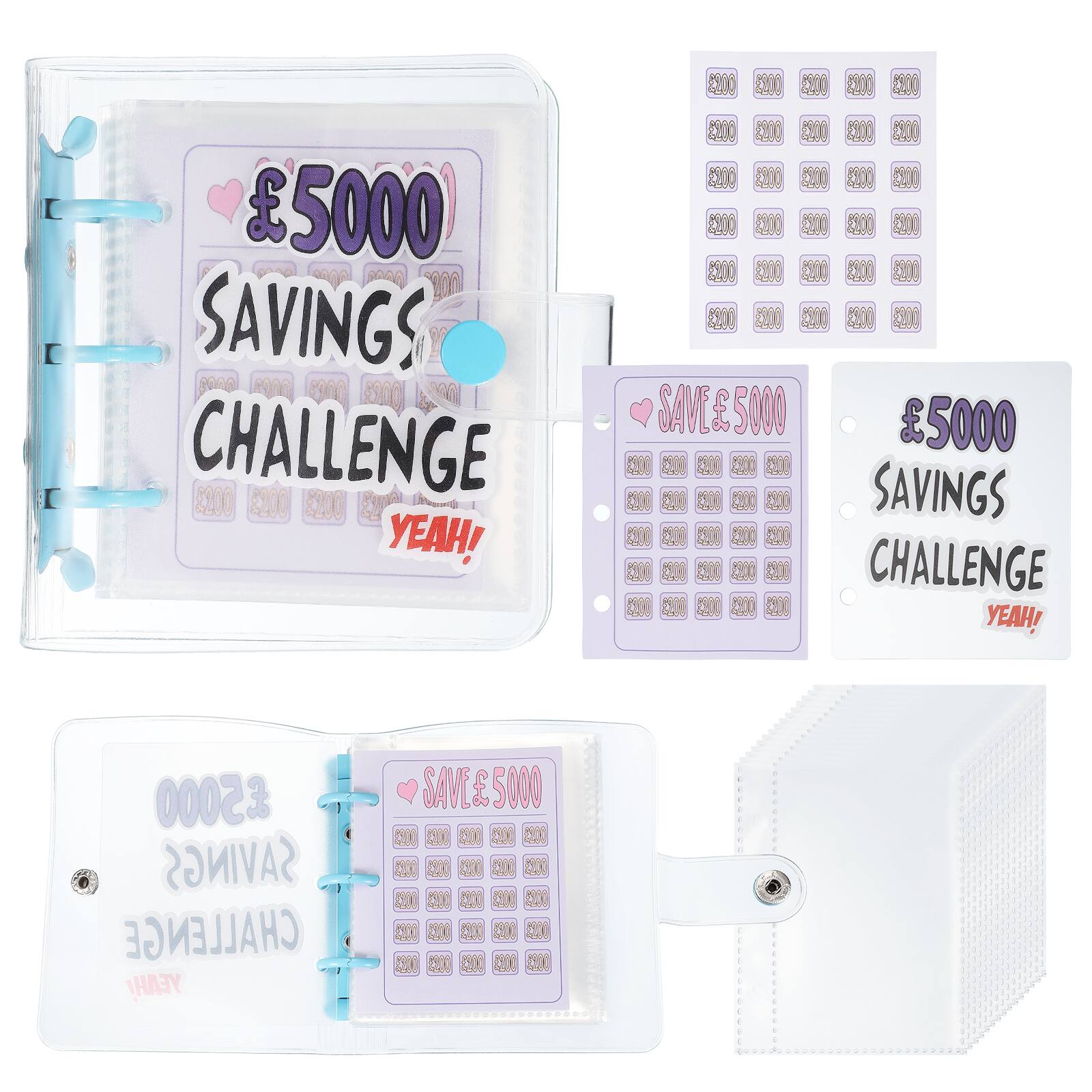 Unique Bargains - 5000 Pounds Savings Challenge Book, Money Saving Binder with 25 Reusable Envelopes for Budgeting & Financial Planning - Blue price history on PriceWatchPro