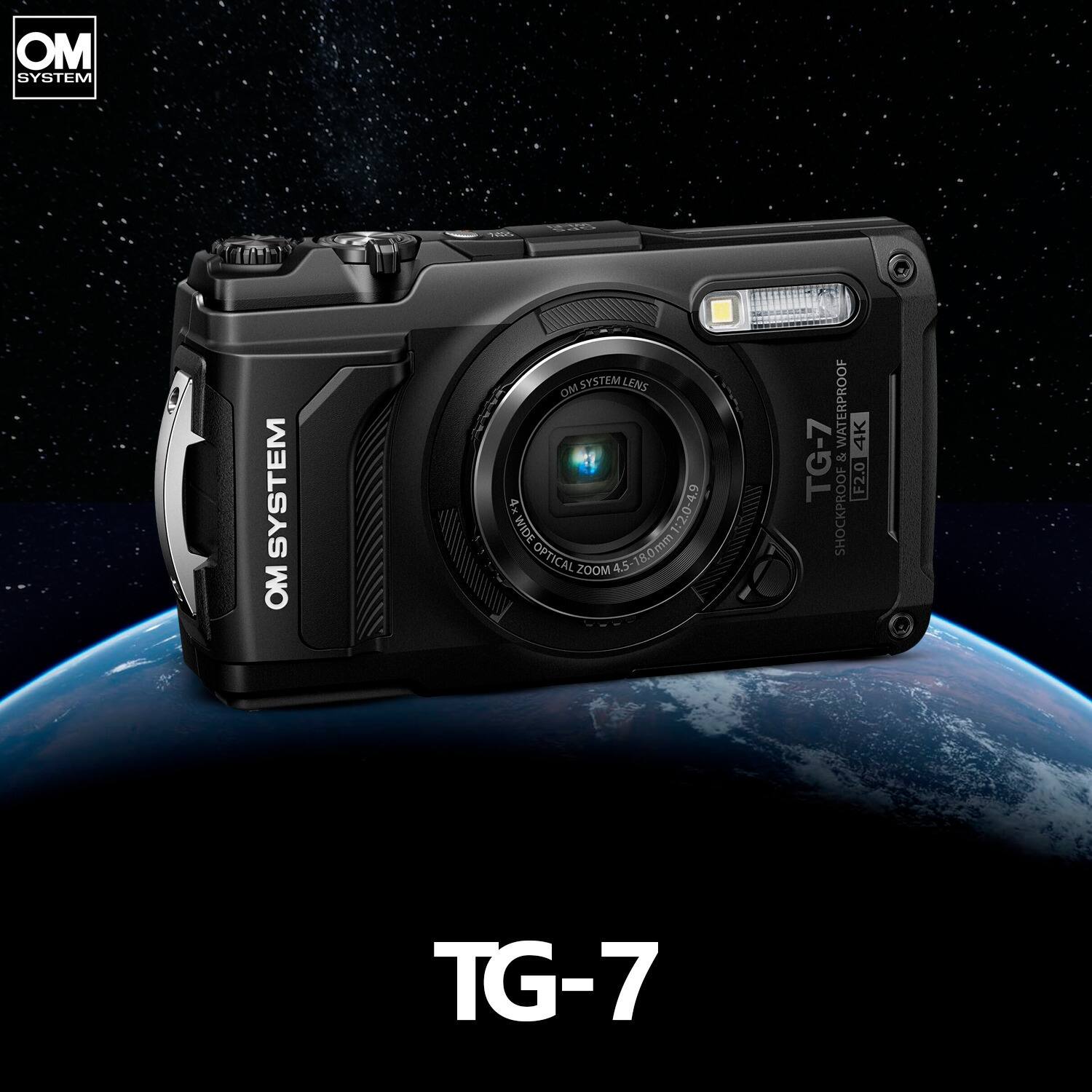 OM SYSTEM TG-7  
OM SYSTEM LENS 4.5-18.0mm 1:2.0-4.9 *WIDE OPTICAL 4.5-18.0mm 1:2.0-4.9  
SHOCKPROOF WATERPROOF 4K TG-7