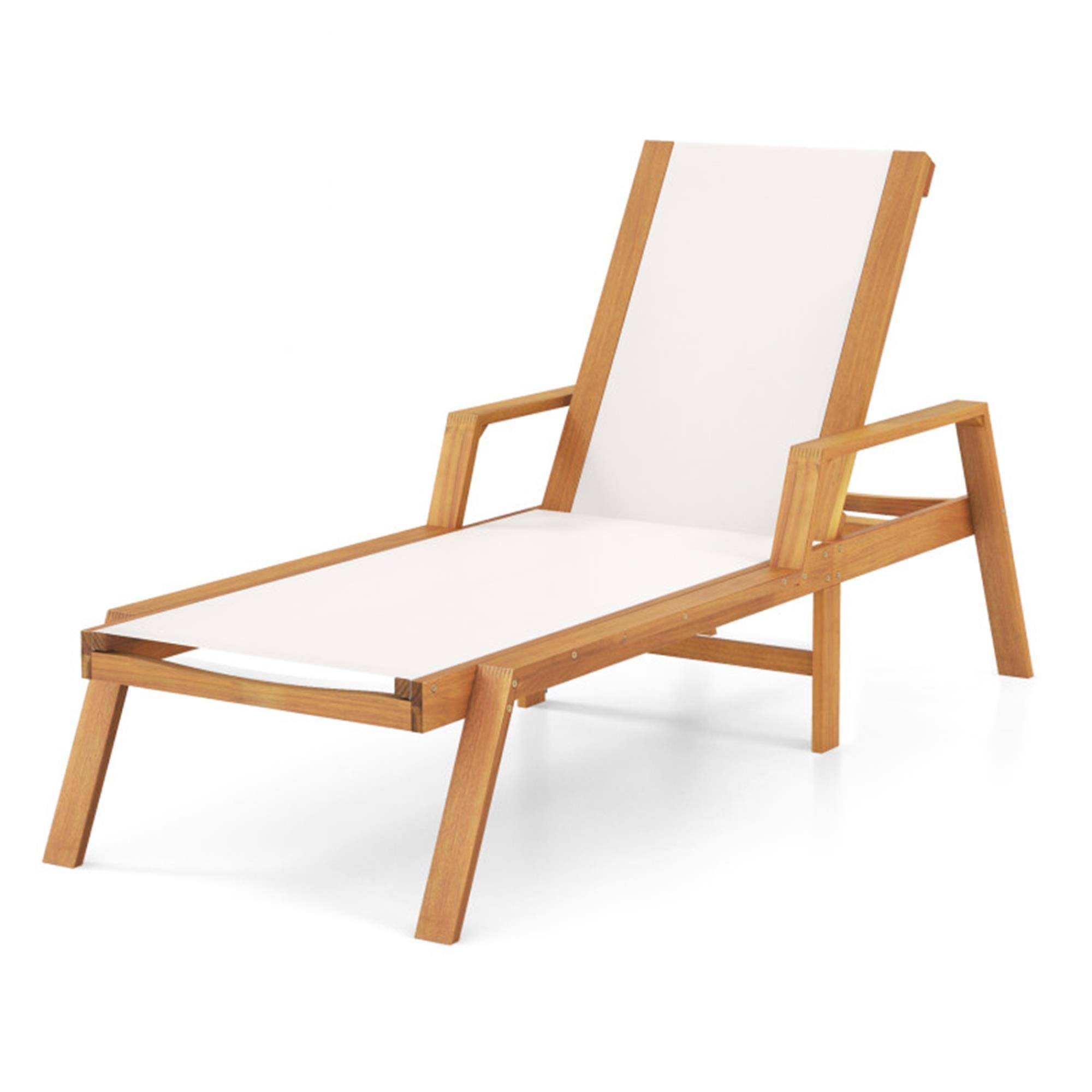 Front. Boyel Living - White Patio Chaise Lounge Chair 78.5-in L x 38.0-in W x 28.5-in H with Armrests and Fabric Seat - White.