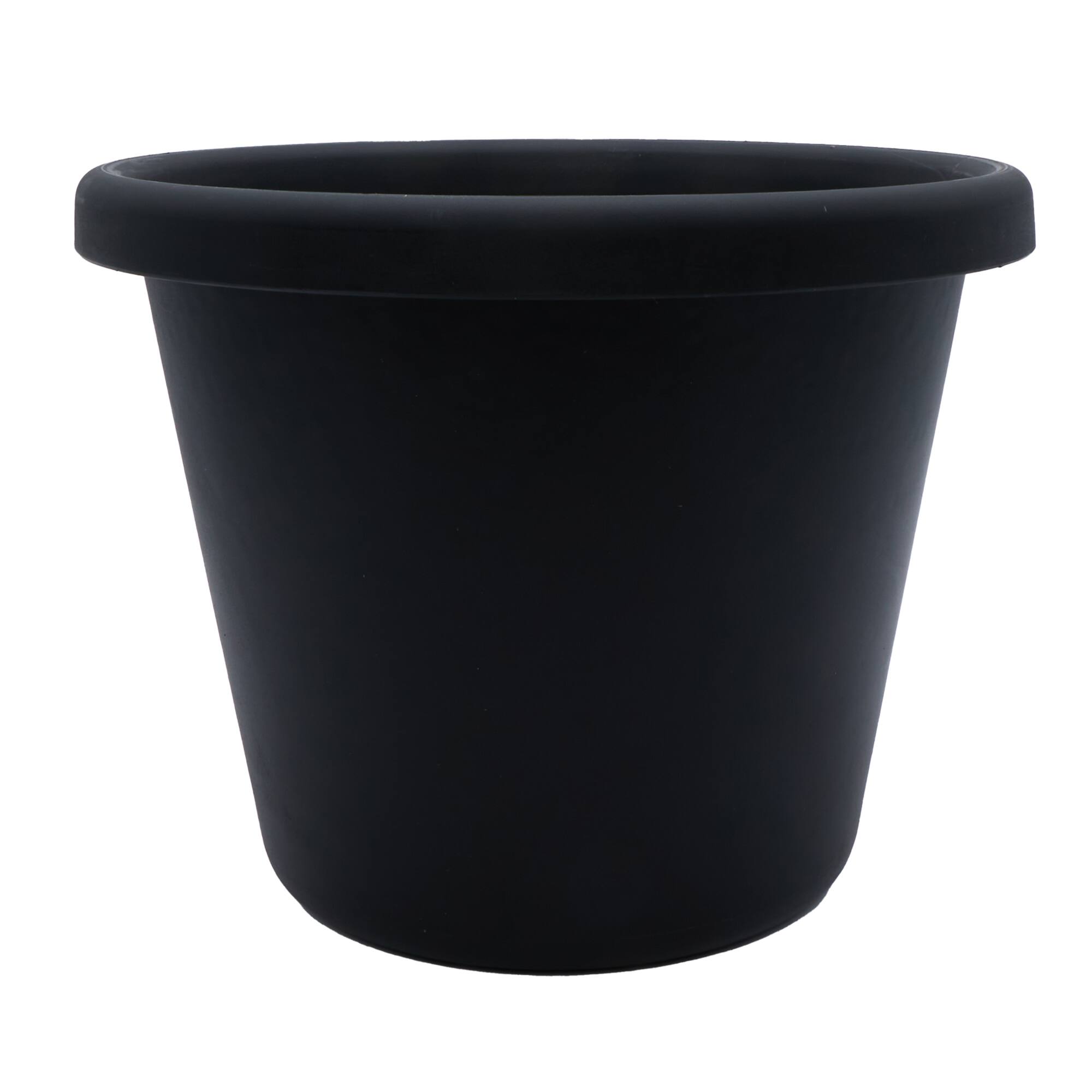 Front. The HC Companies - The HC Companies 17 Inch Round Classic Planter, Plastic Plant Pot, Black.