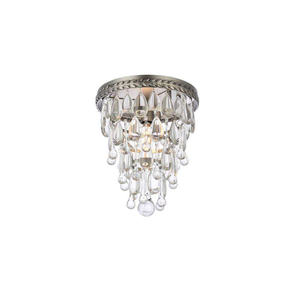 Angle. Urban Classic - Nordic 1 light antique silver Flush Mount Clear Royal Cut Crystal - Antique Silver.