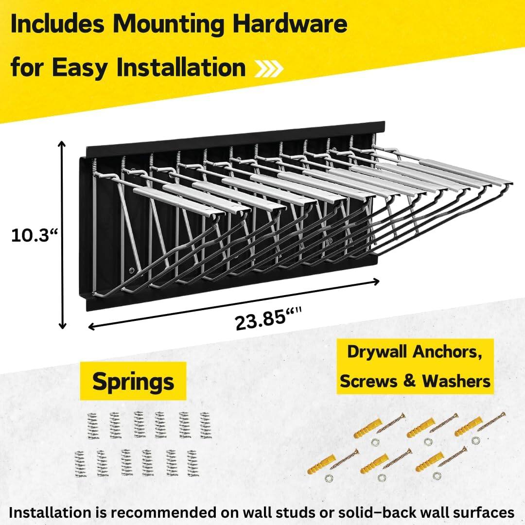 Includes Mounting Hardware for Easy Installation > 10.3" 23.85"" Drywall Anchors, Screws & Washers Springs Installation is recommended on wall studs or solid-back wall surfaces