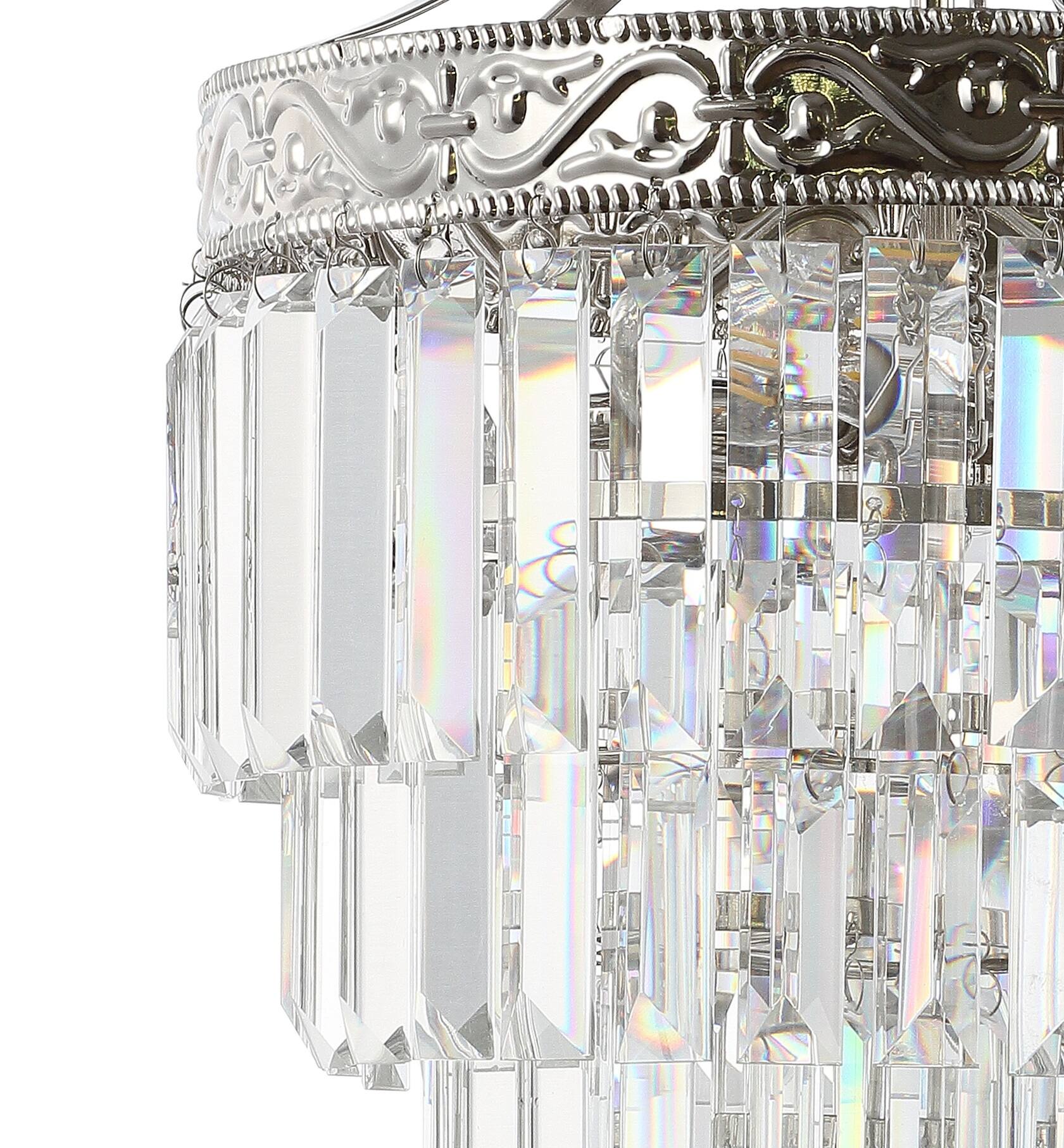 Alt View 5. Jonathan Y - Wyatt 12" 2-Light Crystal LED Chandelier, Polished Nickel/Clear - Polished Nickel/Clear.