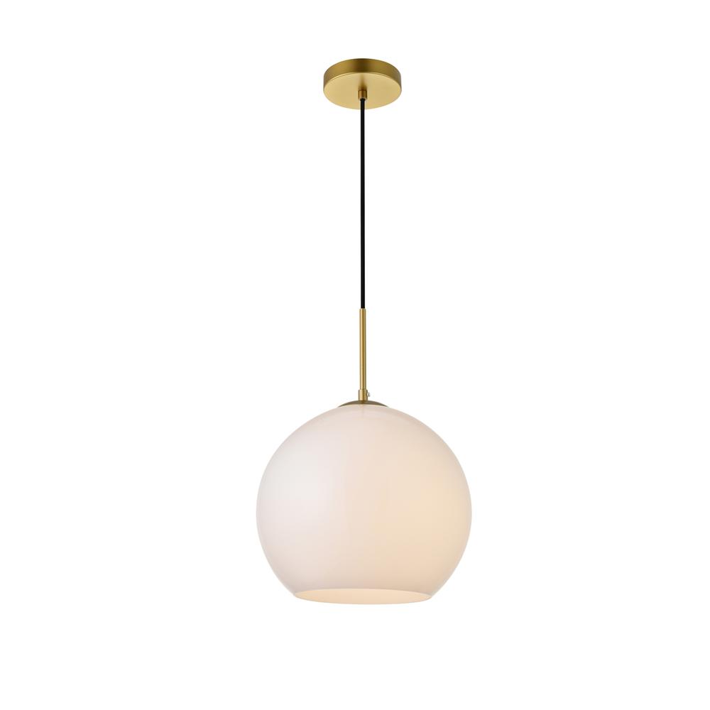 Alt View 2. Living District - Baxter 1 Light Brass Pendant With Frosted White Glass - Brass And Frosted White.