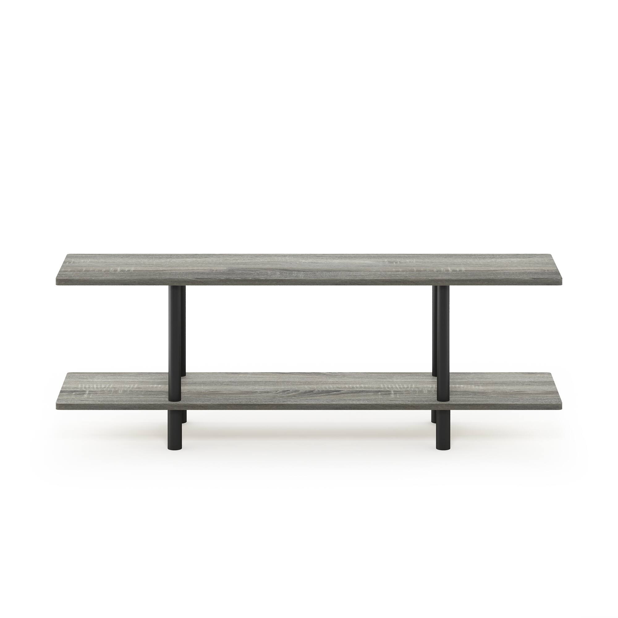 Alt View 2. Furinno - Turn-N-Tube 2-Tier Multipurpose Wide Shelf, French Oak/Black - French Oak/Black.