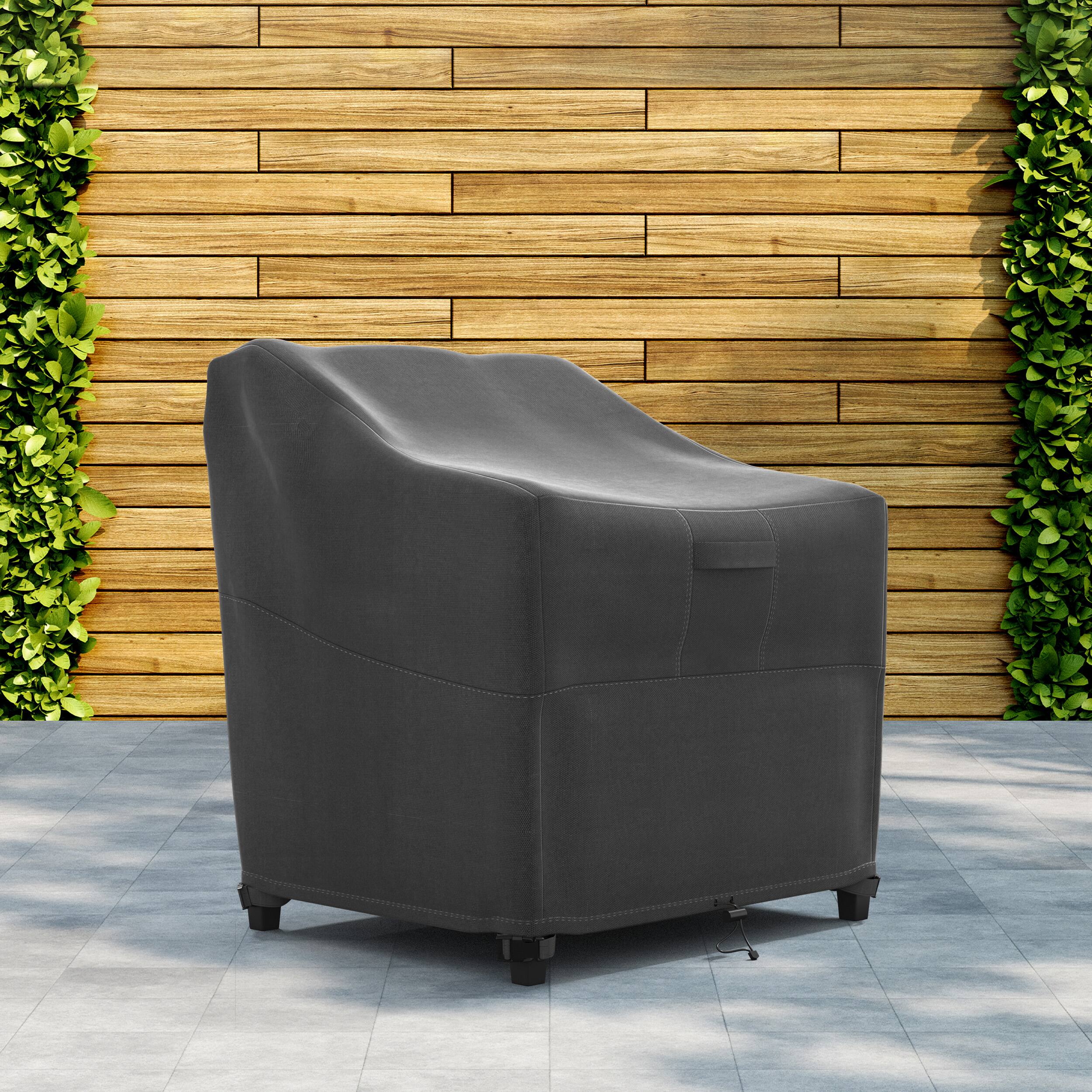 Alt View 4. KHOMO GEAR - Heavy-Duty Patio Chair Cover, Waterproof Outdoor Furniture Protector, Fade & Weather Resistant – Black (Standard Size) - Black.