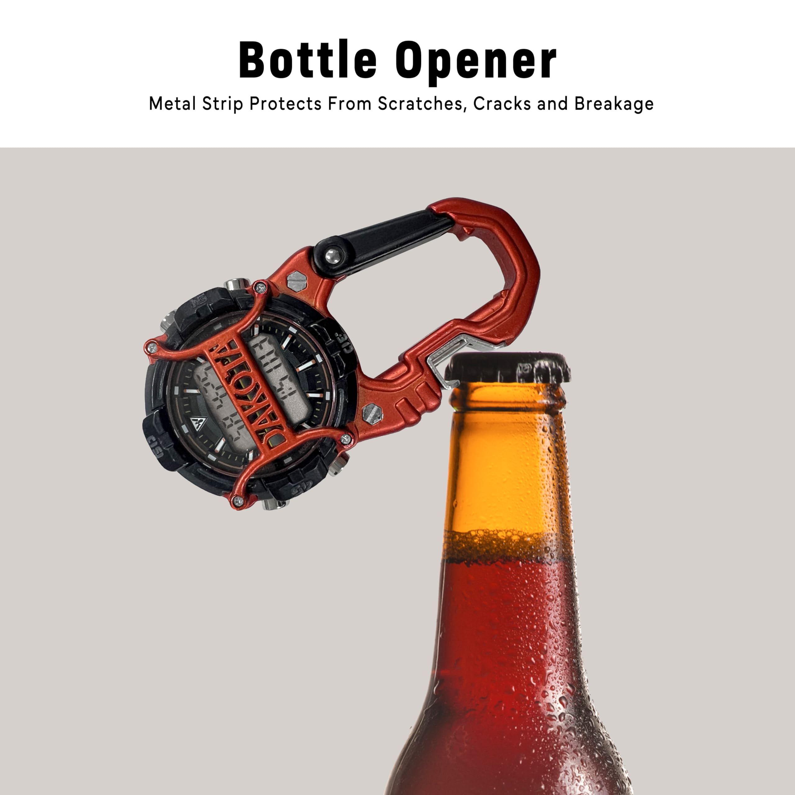 Bottle Opener  
Metal Strip Protects From Scratches, Cracks and Breakage