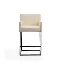 Manhattan Comfort - Ambassador Mid-Century Modern Metal Upholstered Counter Stool - Cream