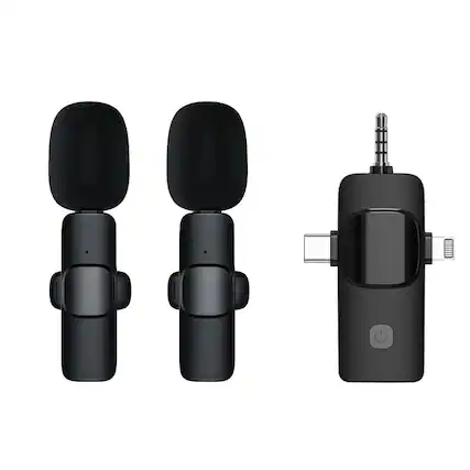 Front. Cluzine - Wireless Lavalier Microphone 2 Pack, 3-in-1 Receiver, Noise Canceling, 98ft Range, for iPhone.