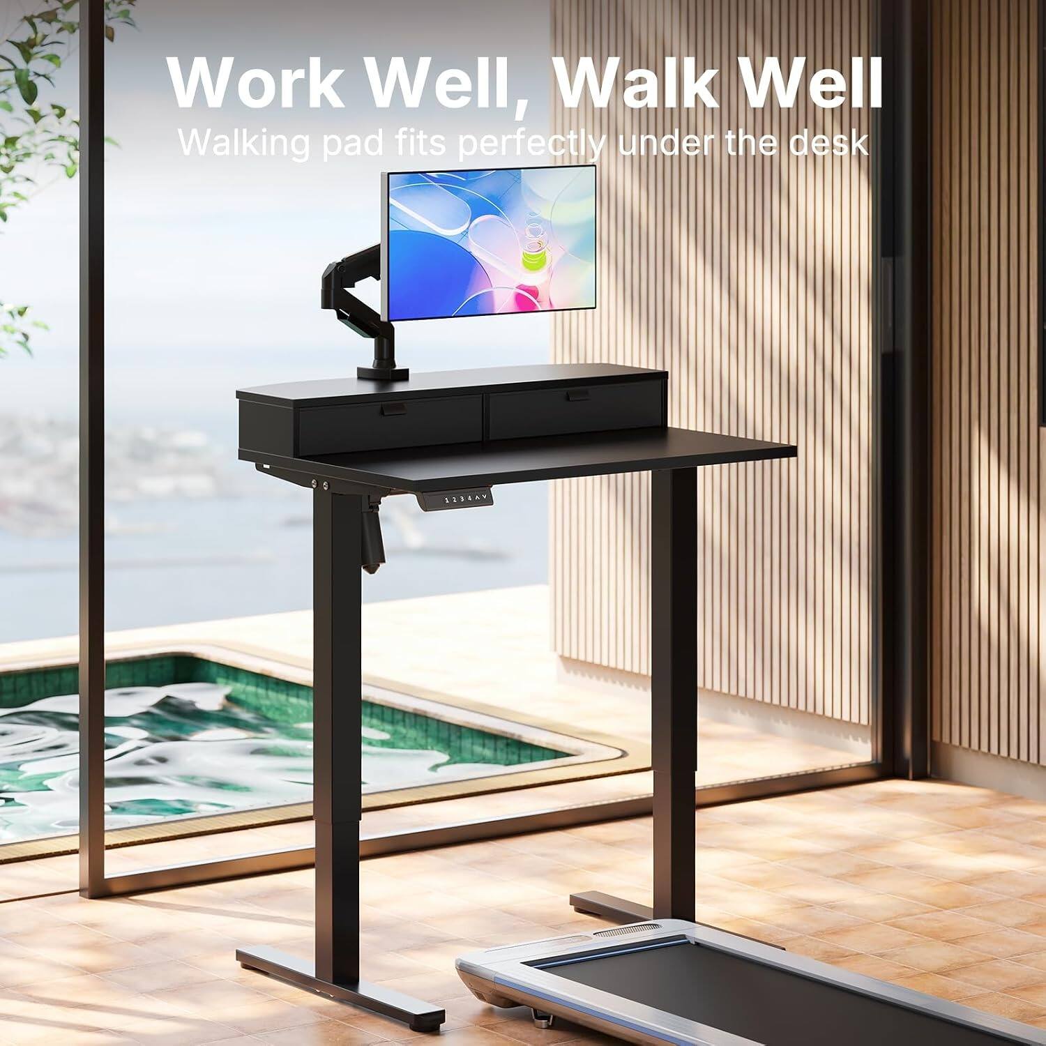 Work Well, Walk Well  
Walking pad fits perfectly under the desk