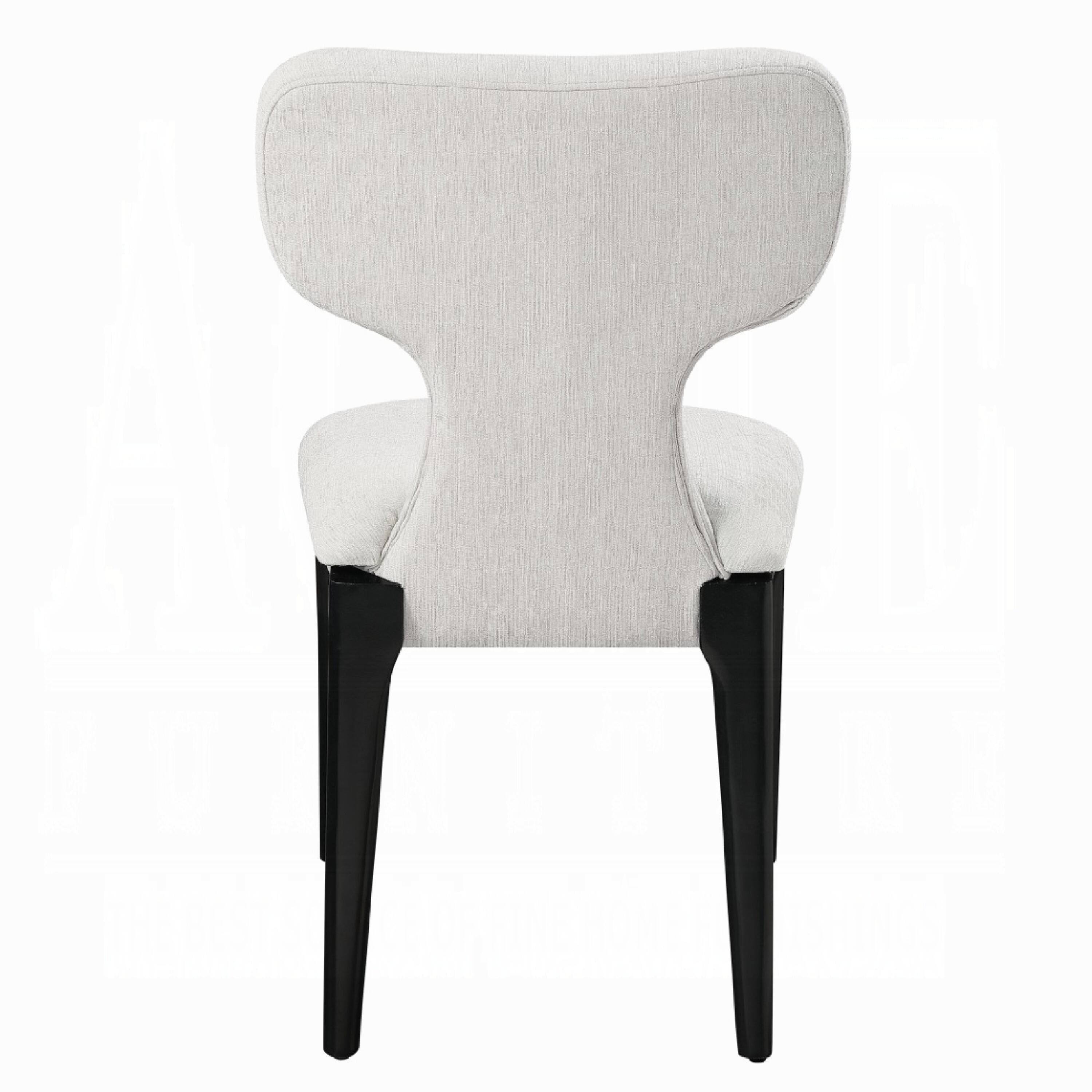 Alt View 1. Manhattan Lane - Mopa Side Chair Set of 2,  Chenille,  Wood Frame, Low Back - Light Gray, Black.