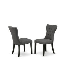 East West Furniture - DMGA3-ABK-50 3 Piece Dining Set Contains 1 Drop Leaves Table and 2 Dark Gotham Grey Linen Fabric - Wire Brush Black