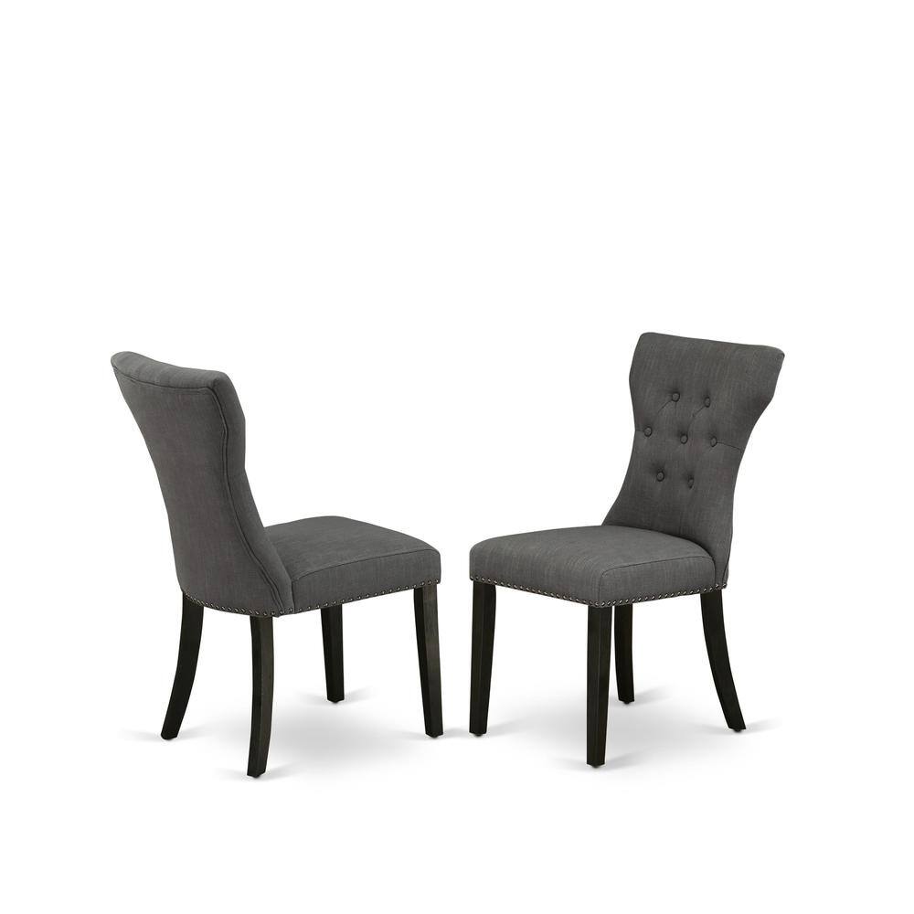 Front. East West Furniture - Dining Chair Wirebrushed Black - Brown.