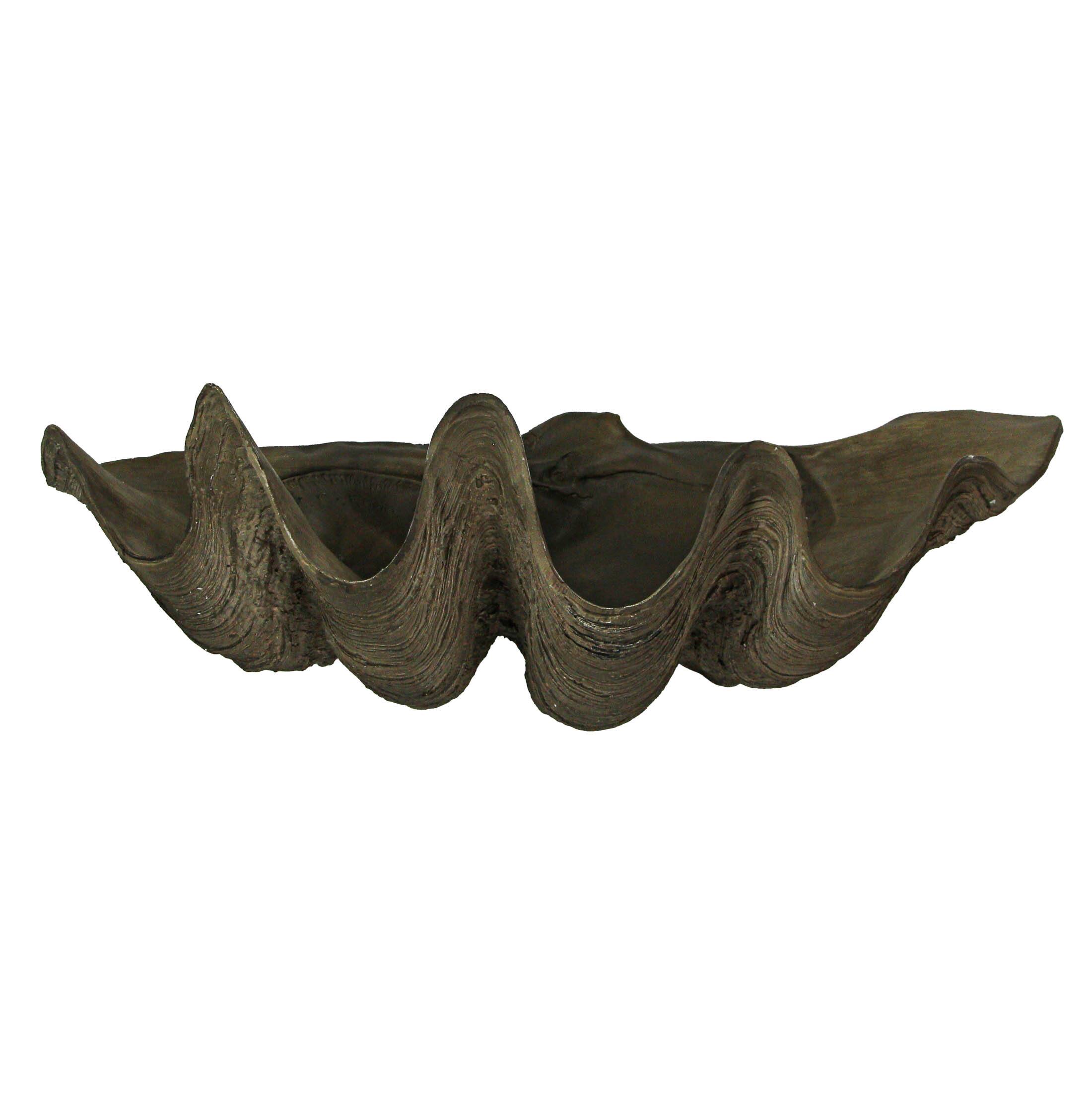 Alt View 8. Contrast Inc. - Lifelike Cast Polyresin Giant Clam Shell Decorative Bowl - Taupe.