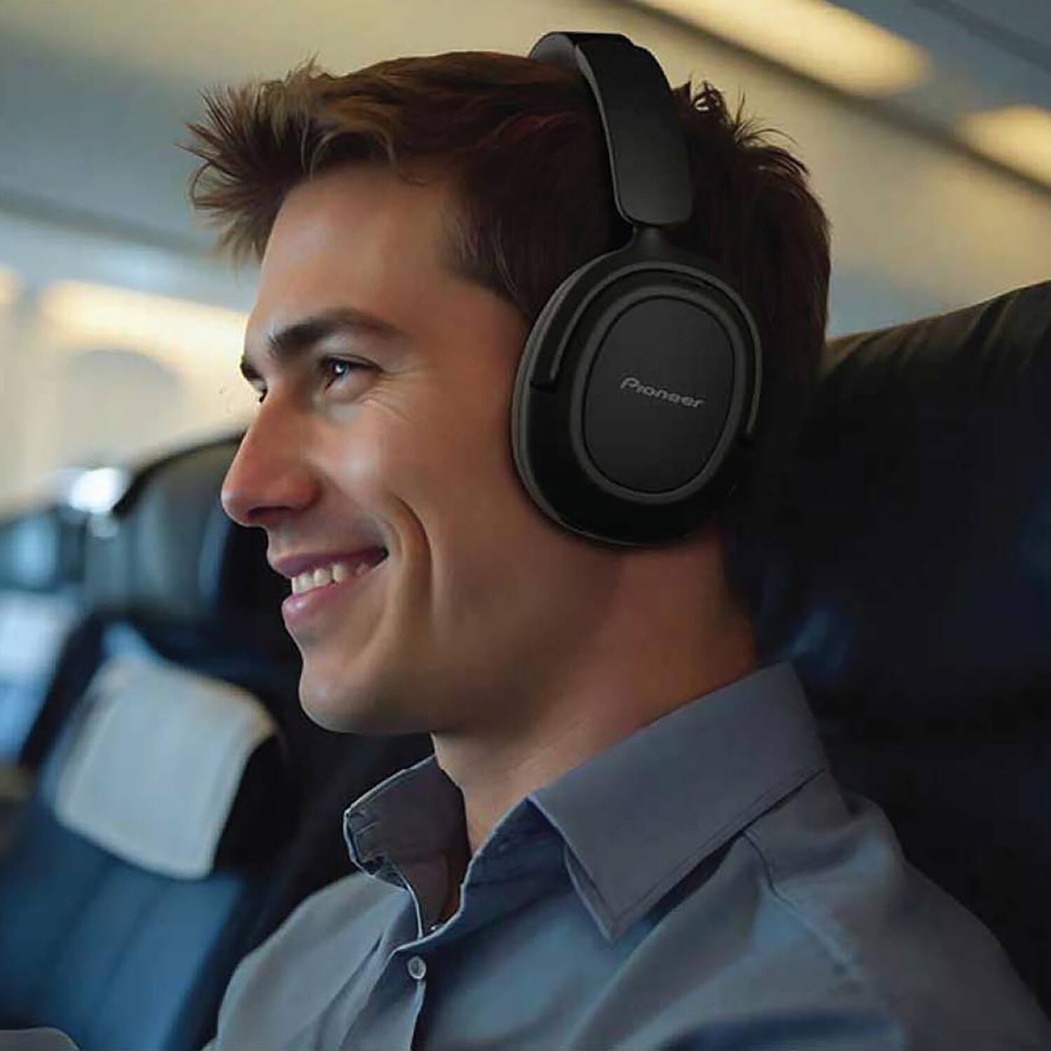 Angle. Pioneer - A60 Dual-Mode Wireless Over-Ear Headphones, Detachable Mic, Aux Input, Hybrid ANC, Accessory Kit, 100 Hr Play Time - Black.