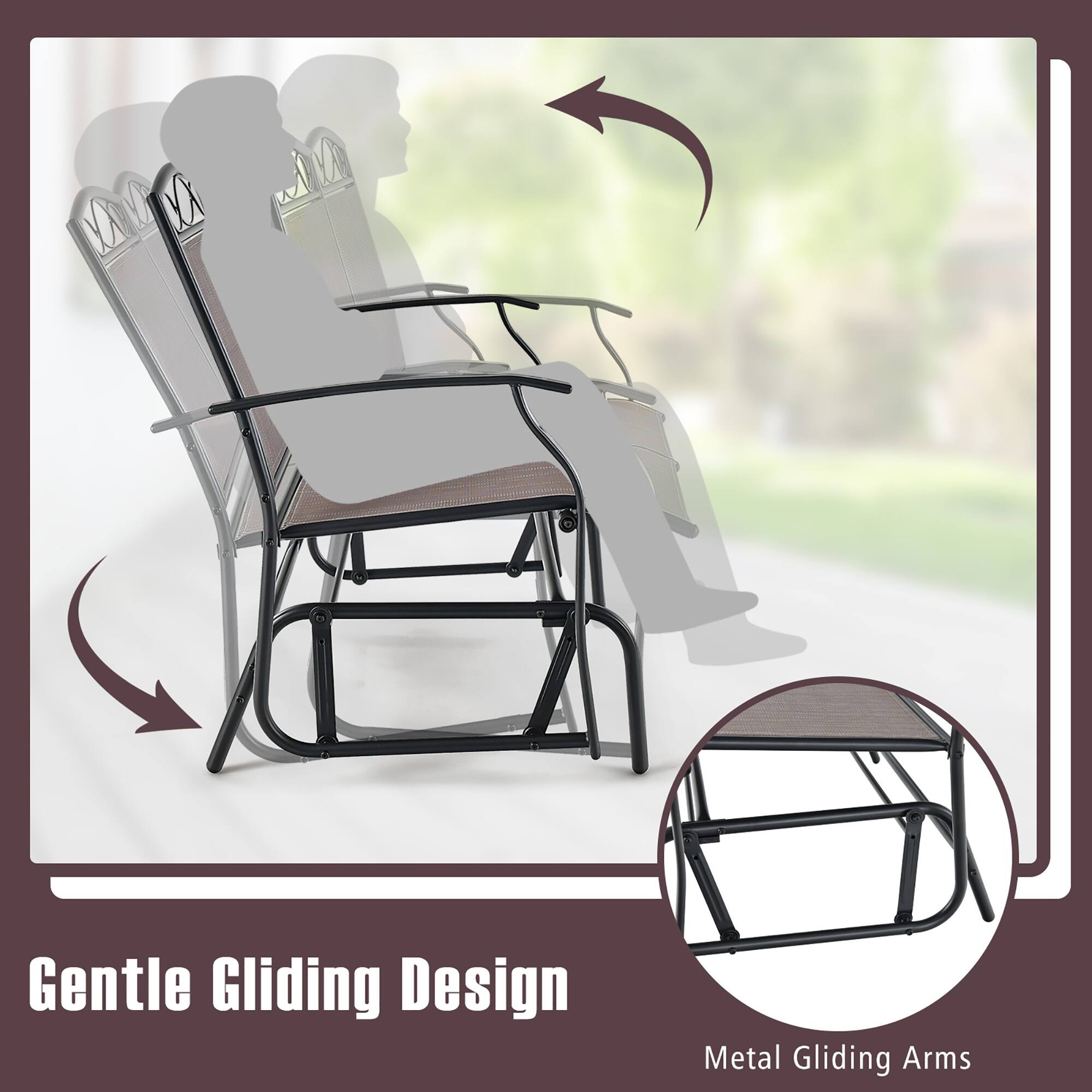 Gentle Gliding Design  
Metal Gliding Arms
