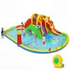Front. Costway - Costway Water Slide Park, Bounce House with 2 Long Slides & Climbing Walls, for Yard Party - Multi-color.