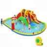 Costway - Water Slide Park, Bounce House with 2 Long Slides & Climbing Walls, for Yard Party - Multi-color