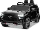 Front. Winado - Kids 12V Licensed Chevrolet Tahoe Ride on Car, Electric Battery Powered Ride on Car Toy with Remote Control, LED Light - Black.
