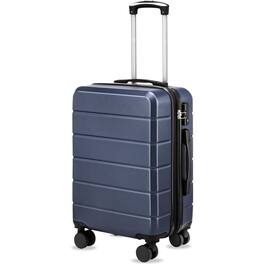 LUGGEX - 20 Inch Carry On Luggage Airline Approved, ABS Hardside Suitcase with Spinner Wheels and TSA Lock - Lite-YY - Blue
