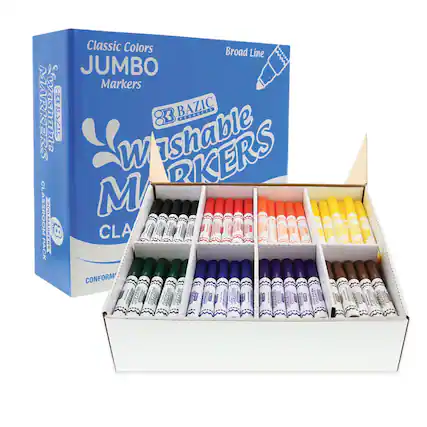 Classic Colors Broad Line JUMBO Washable Markers
BAZIC
83 MARKERS
CLASSIC
CONFORM
