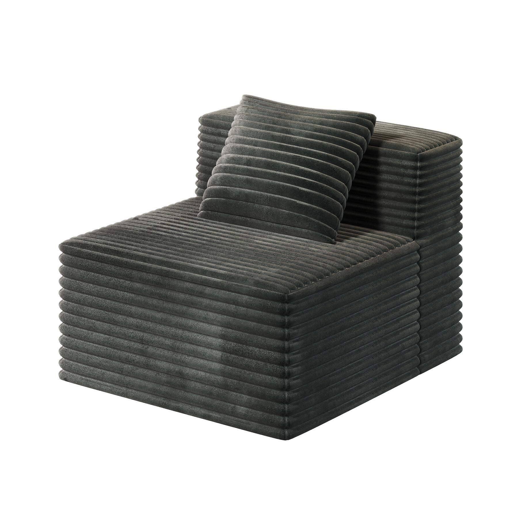 Front. Roomtec - Single Sofa for Modular Sectional Sofa High Density Memory Foam Couch Boneless Couch for Bedroom Living Room Single Sofa - Gray.