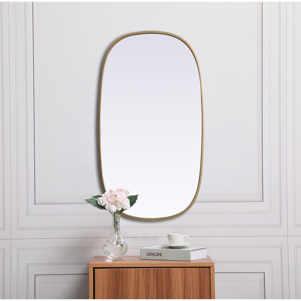 Alt View 8. Elegant Decor - Metal Frame Oval Mirror 20x36 Inch in Brass - Brass.