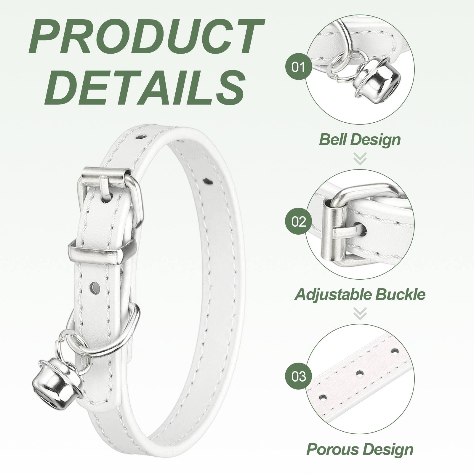 PRODUCT DETAILS

01 Bell Design

02 Adjustable Buckle

03 Porous Design