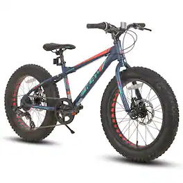 HILAND - Roon 20" Fat Tire Mountain Bike - 7 Speeds - Snow Beach Bicycle - Blue