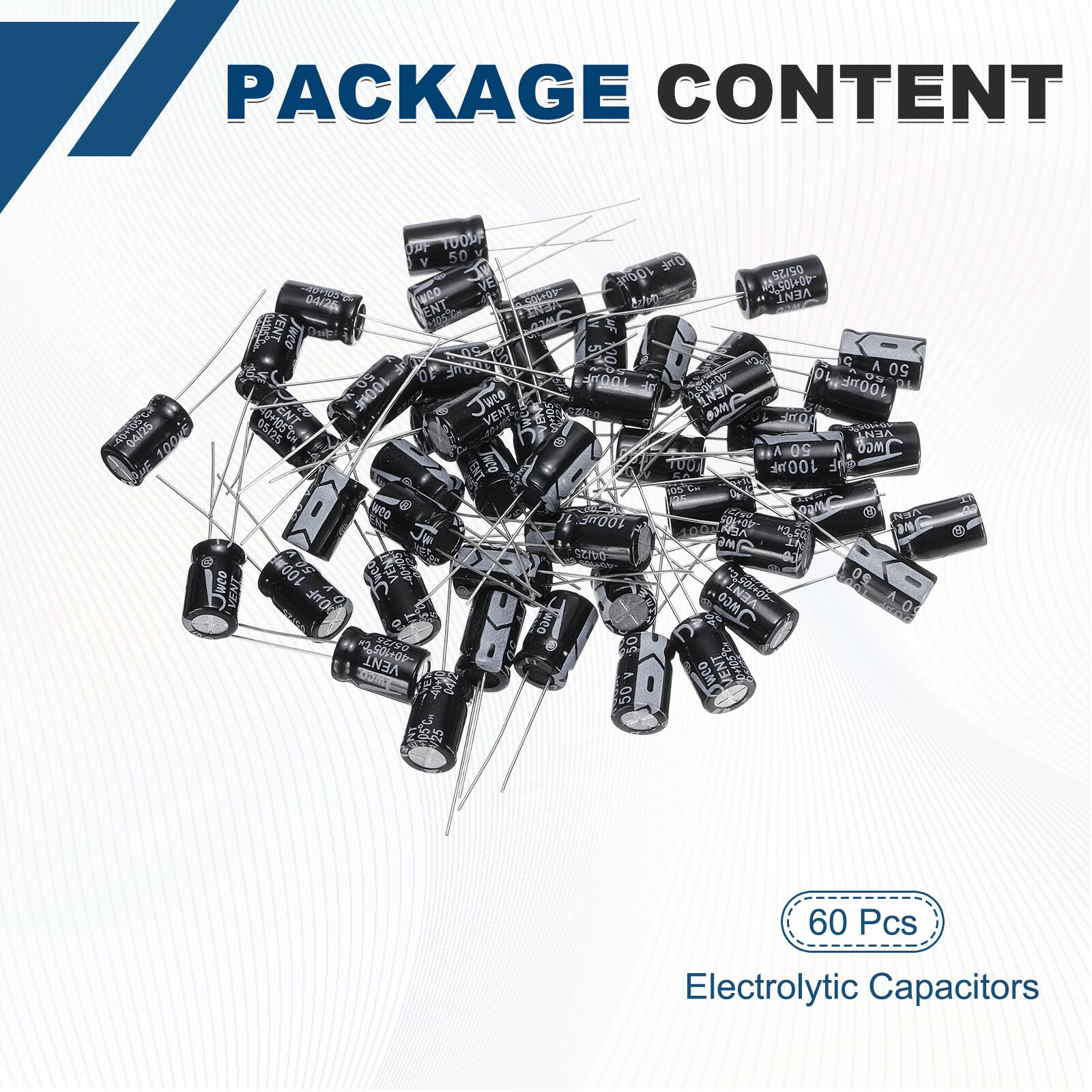 PACKAGE CONTENT

60 Pcs Electrolytic Capacitors
