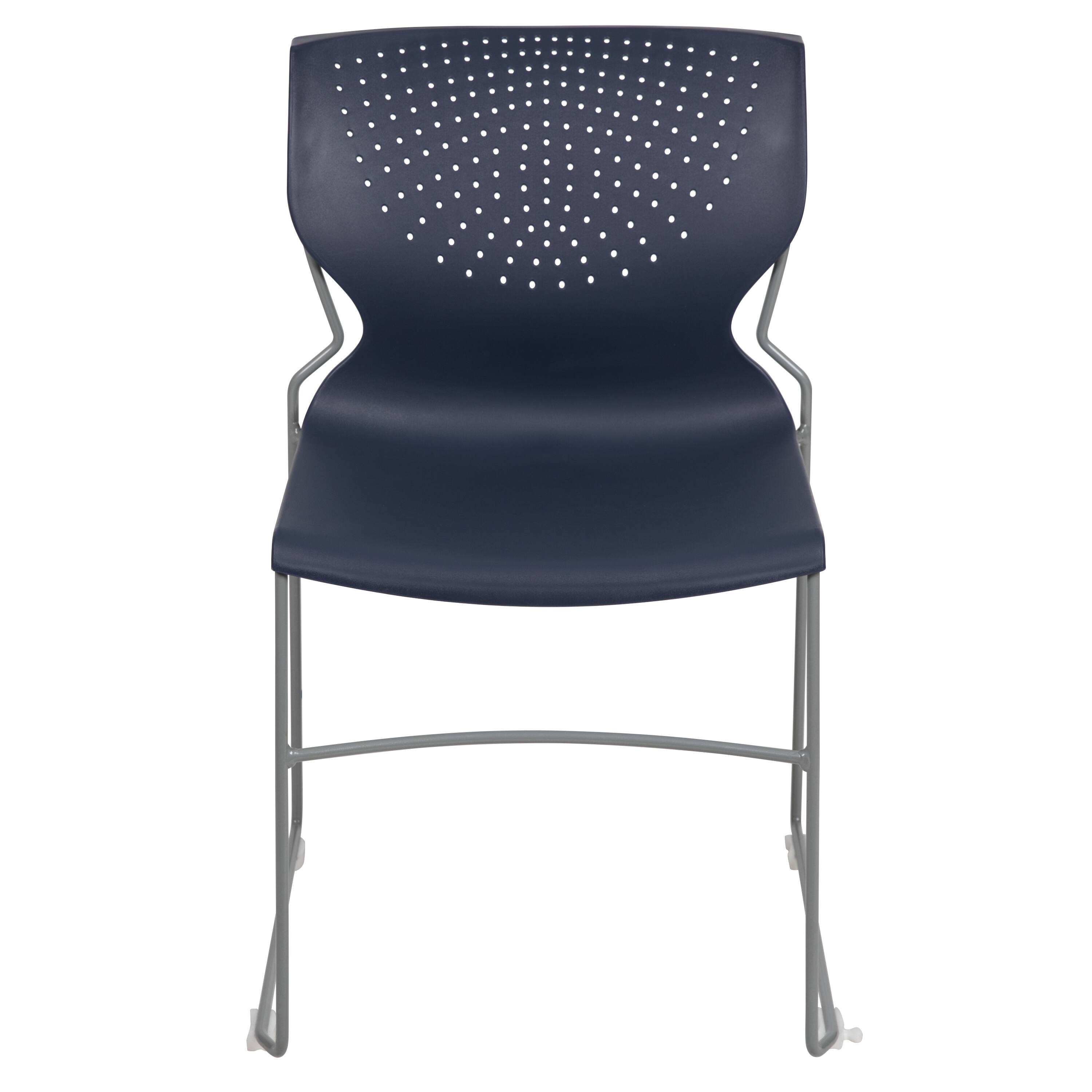 Alt View 7. Emma + Oliver - Home and Office Stack Chair with Lumbar Support and Metal Frame - Guest Chair - Navy.