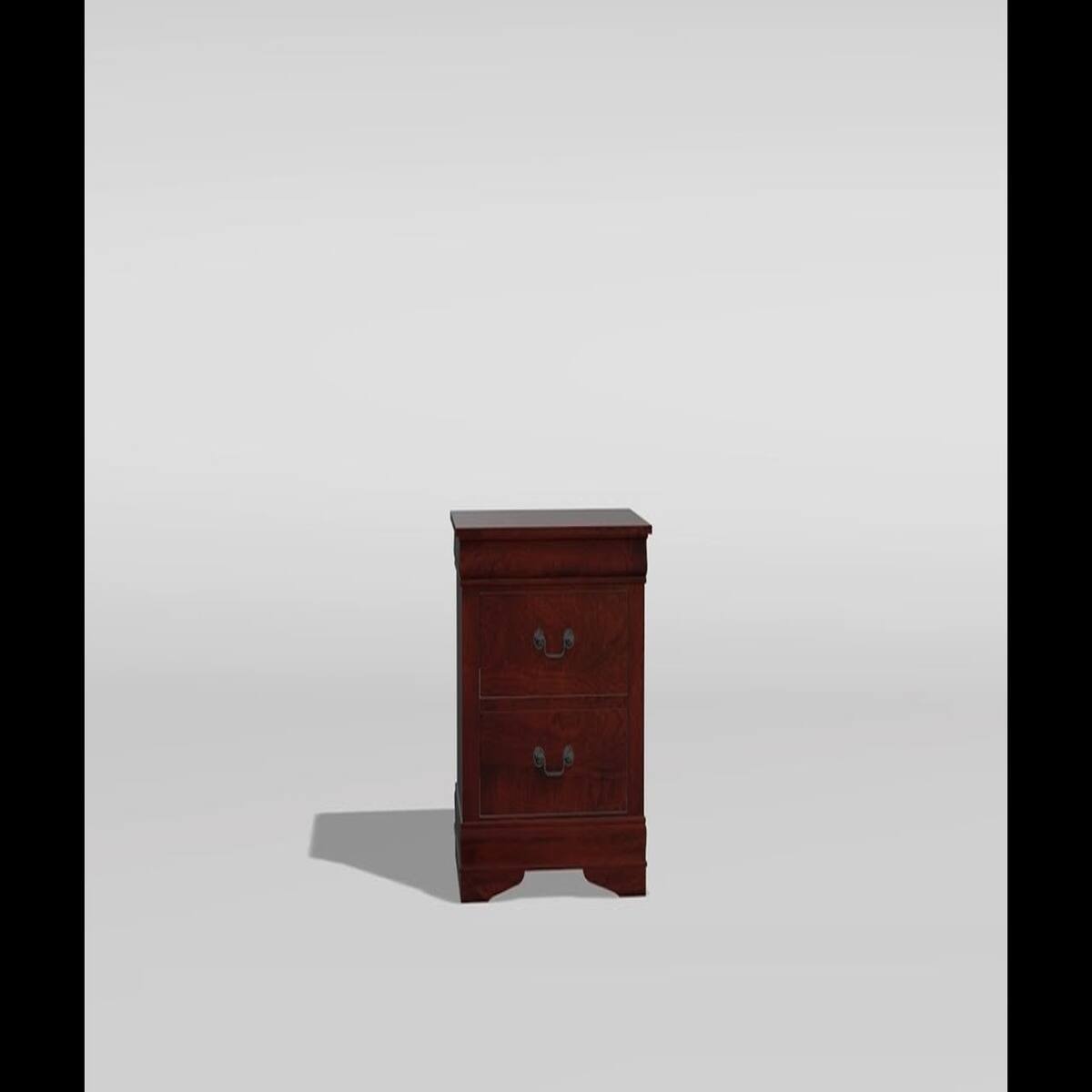 Back. Loheer - Loheer Cherry Finish Two Drawer Nightstand with Solid Wood Construction - Cherry.